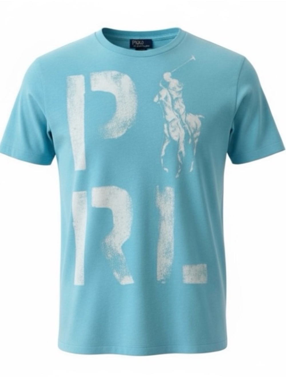 Polo Ralph Lauren Light Blue Crew Neck Graphic Print Short Sleeve Tee Size Large